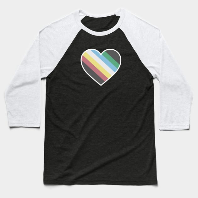 Disability Pride Heart Baseball T-Shirt by Purple Bloom Studio